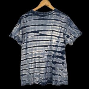 VTG NY-5 U Womens Tie Dye Short T Shirt Sz M Blue Cotton Boho Hippie Festival